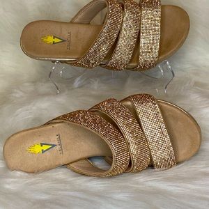 Volatile Wedge Flip Flops Rose Gold size 8